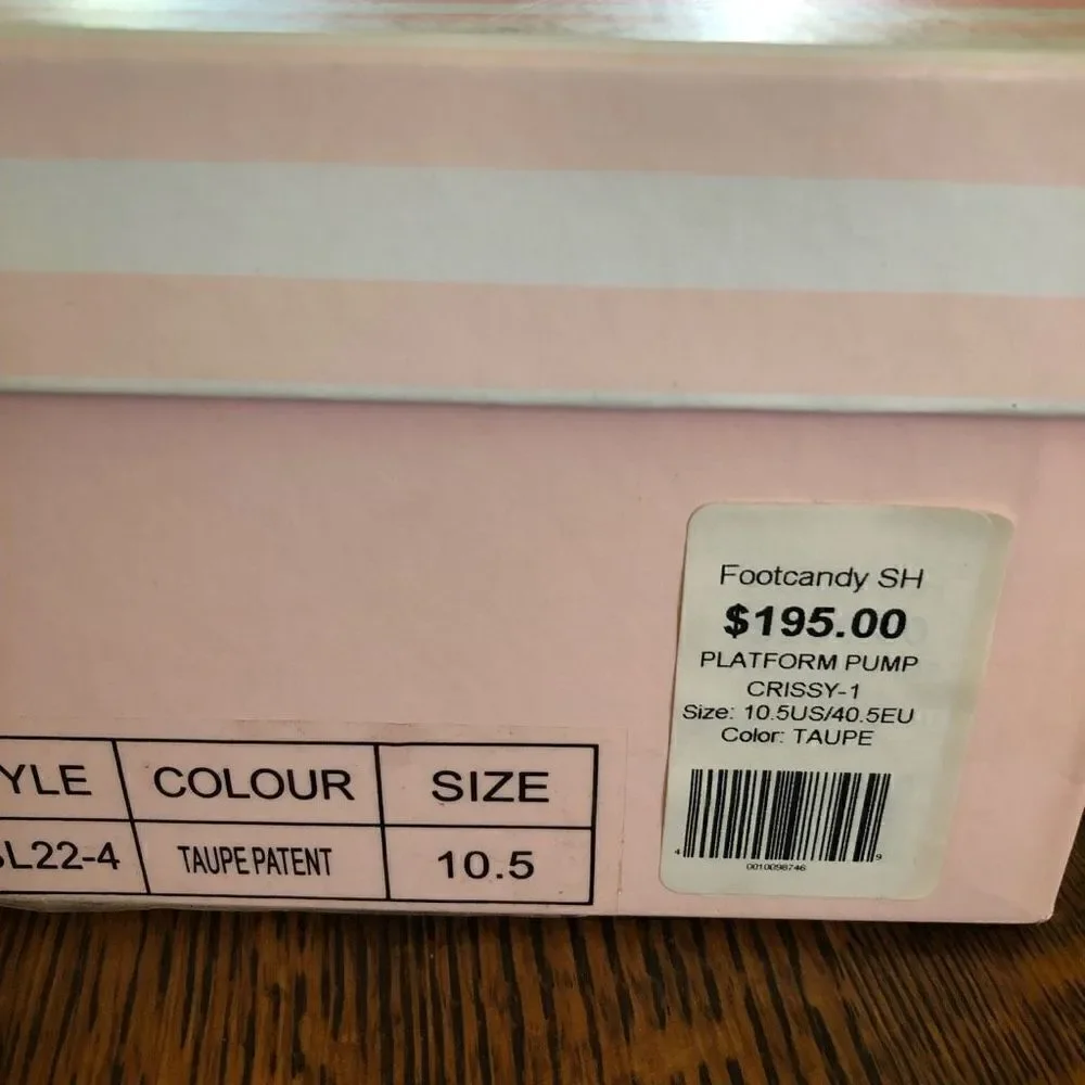 NEW Footcandy Crissy Platform Heels in Taupe Patent Leather NIB